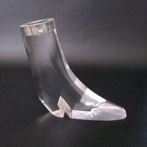 Vintage Clear Lucite Boot Tea Light Candle Holder Sculpture 7" Tall